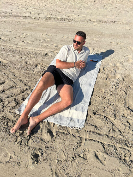 hamamdoek grijs beachie cannes katoen