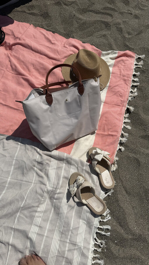 hamamdoeken katoen beachie cannes koraal blanes beige
