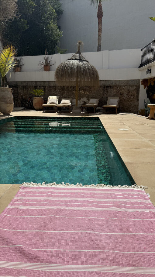 roze hamamdoek van zacht katoen beachie blanes roze