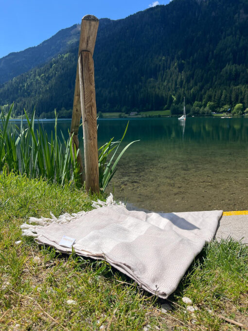 zachte katoenen hamamdoek beige beachie cannes