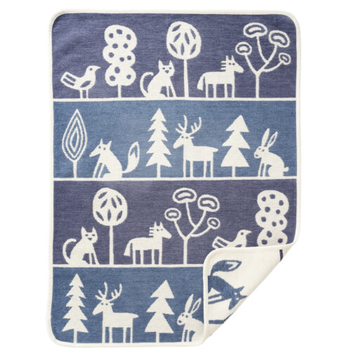 wiegdeken blauw katoen chenille diertjes klippan wildlife