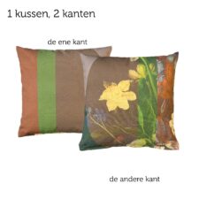 kussen bruin groen flower classic