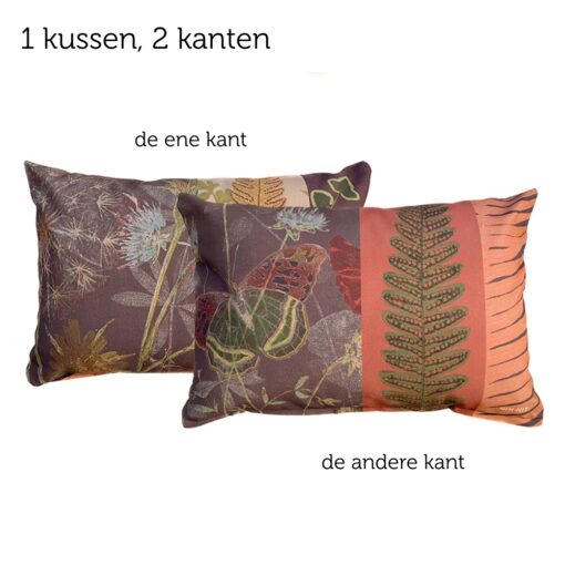 kussen bruin oranje wild flowers