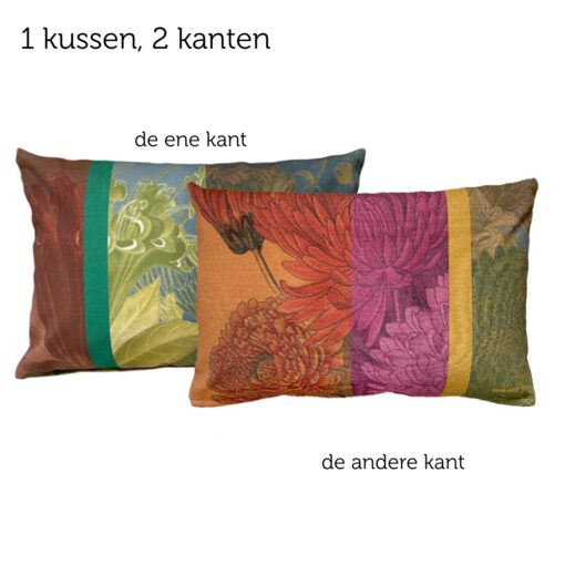 kussen fuchsiaroze groen Crizantema