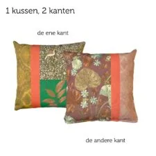 kussen groen aubergine oranje nature of the past