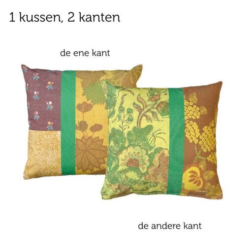 kussen okergeel groen gold of the past