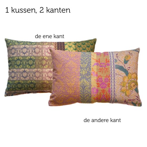 kussen groen roze Boho Rose