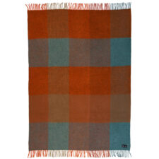 plaid oranje groenblauw blokken lamswol klippan gotland check orange