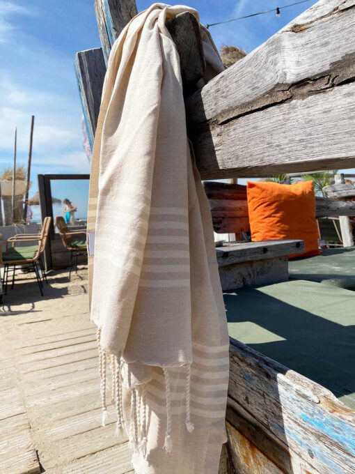 hamamdoek van katoen zand licht beige lantara provence