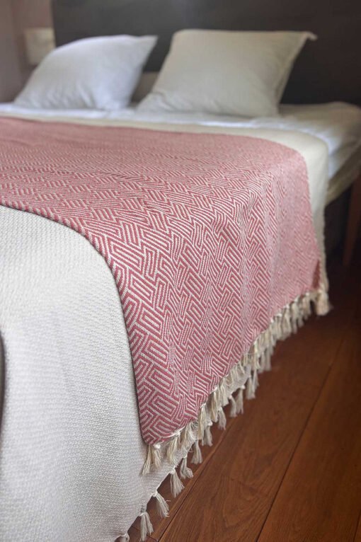terracotta plaid grand foulard katoen lantara athene terra