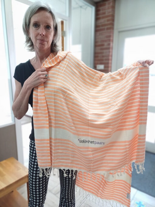 hamamdoek Ookinhetpaars logo oranje katoen