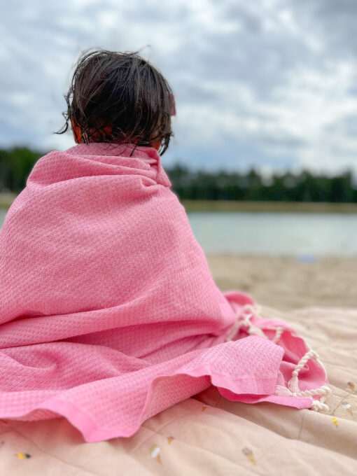 katoenen hamamdoek roze lantara wafel