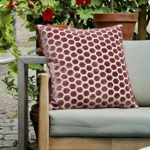 vierkant kussen rood velvet velours raaf sinbad brique