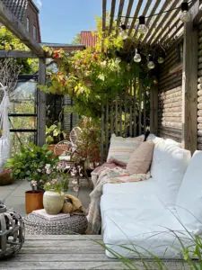 katoenen kussen beige vierkant elvang thyme beige