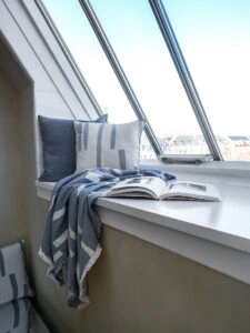 sierkussen blauw katoen vierkant elvang lyme grass blue