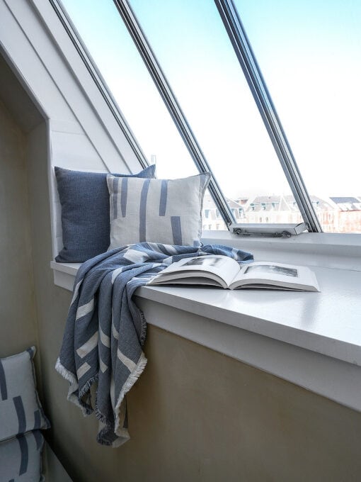 sierkussen blauw katoen vierkant elvang lyme grass blue