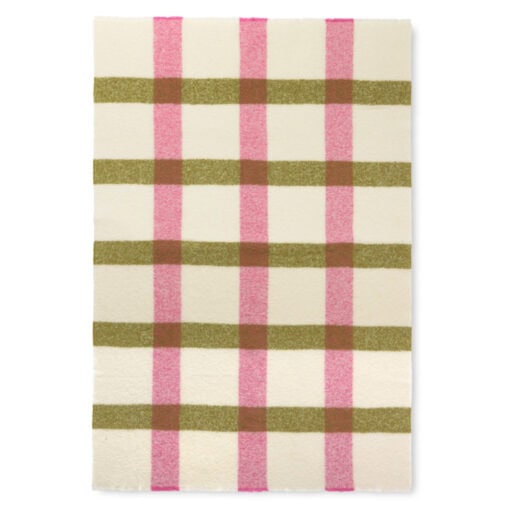 woondeken ivoor roze groen ruiten alpacawol elvang lava ivory pink green