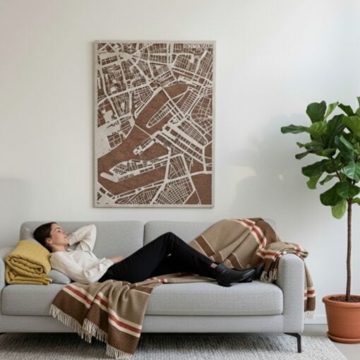 plaid bruin strepen Gotland wol Klippan