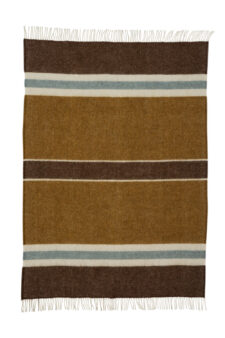 gestreepte plaid bruin caramel blauw wol Gotland Stripe Walnut Caramel Blue