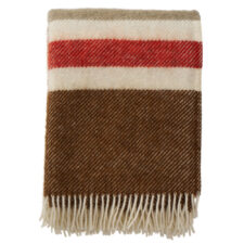plaid bruin, beige, rood, wol, Gotland Stripe Brown Beige Red