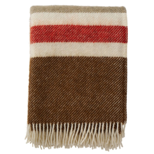 plaid bruin, beige, rood, wol, Gotland Stripe Brown Beige Red