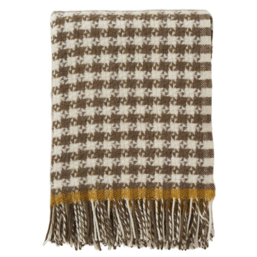 plaid bruin lamswol pied de poule klippan dogtooth mud mustard