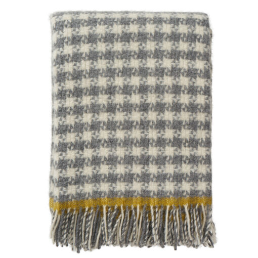plaid grijs lamswol pied de poule klippan dogtooth grey yellow