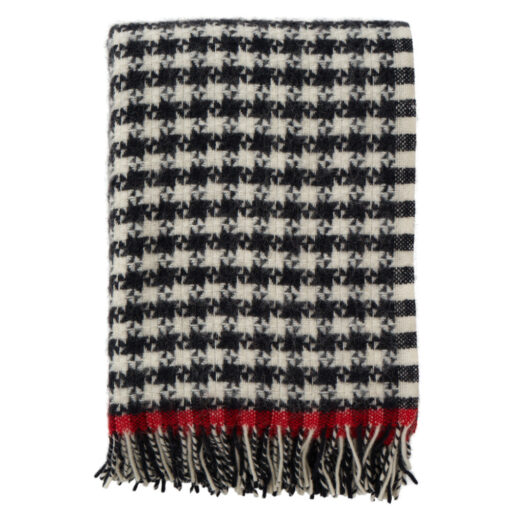 plaid zwart lamswol pied de poule klippan dogtooth black red
