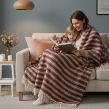 plaid bordeauxrood klippan oscar lamsol