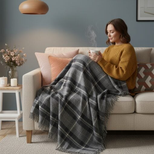 plaid grijs ruiten wol klippan snuggle