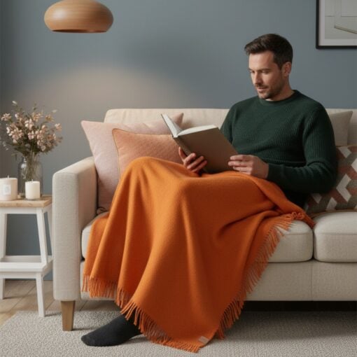 plaid oranje lamswol Klippan true