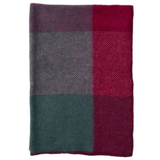 ledikantdeken roze groenblauw wol klippan gotland check pink midi