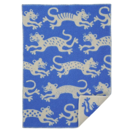 wiegdeken blauw beige lamswol klippan jump beige blue