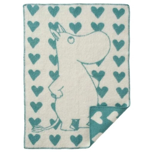 wiegdeken blauw eco lamswol moomin heart blue