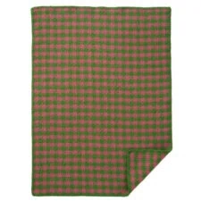 wiegdeken groen roze lamswol klippan baby dogtooth green pink