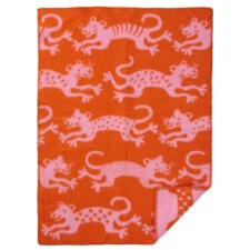 wiegdeken roze oranje lamswol klippan jump orange pink