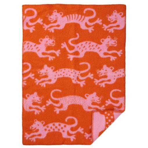 wiegdeken roze oranje lamswol klippan jump orange pink