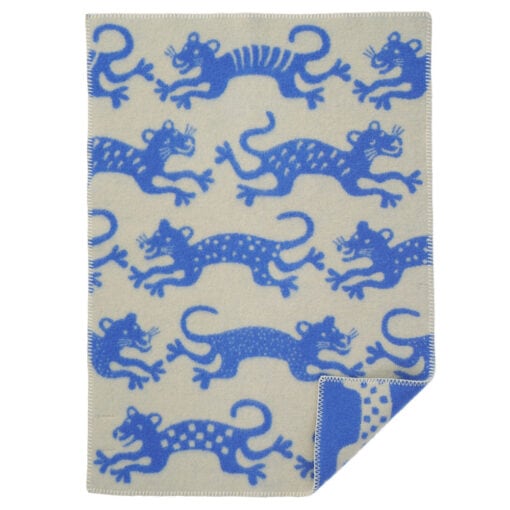 wollen wiegdeken blauw beige klippan jump beige blue