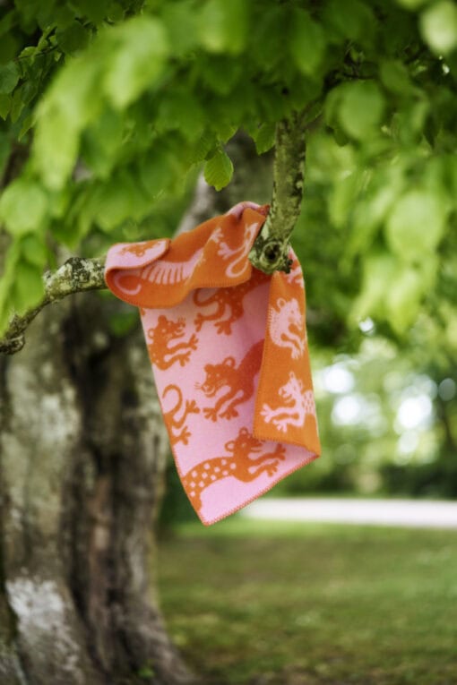 Wiegdeken roze, oranje, lamswol, Klippan Jump Orange/Pink - Afbeelding 2