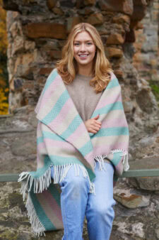 gestreepte wollen plaid roze perzik mint tweedmill stripes summer breeze