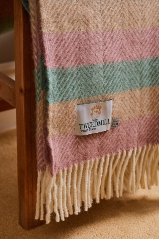 woonplaid roze perzik mint strepen wol tweedmill textiles stripe summer breeze