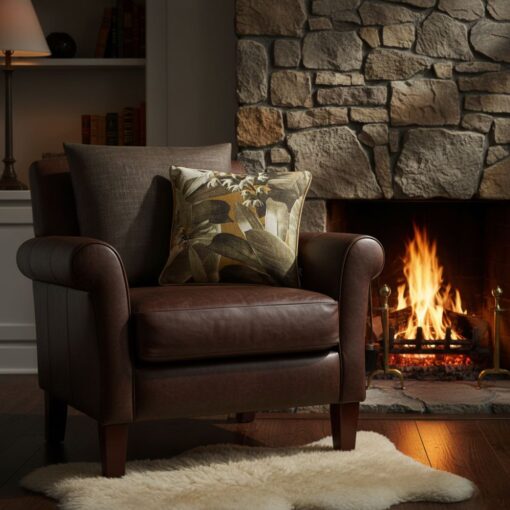 bruin okergeel kussen Ookinhetpaars