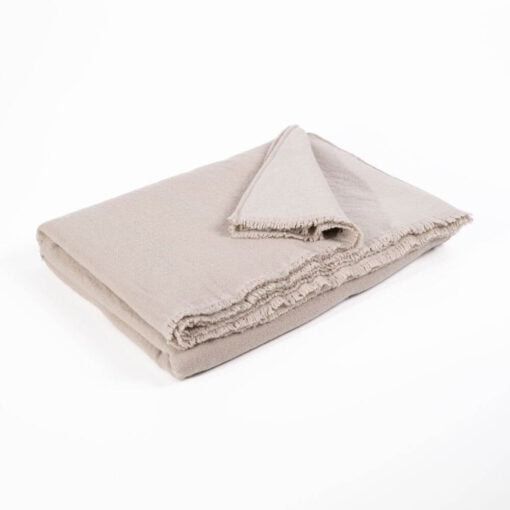 beige sprei van wol moyha decorative edge beige