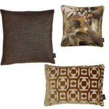 kussenset okergeel bruin Cacao Sunset Ookinhetpaars Raaf