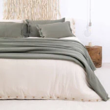 olijfgroene sprei wol moyha decorative edge olive