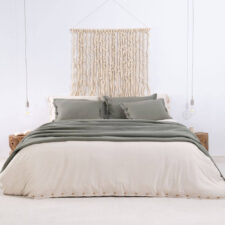 sprei olijfgroen wol moyha decorative edge olive