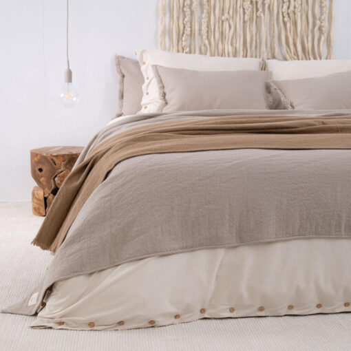 wollen bedsprei beige moyha decorative edge beige