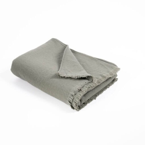 woondeken olijfgroen wol moyha decorative edge olive