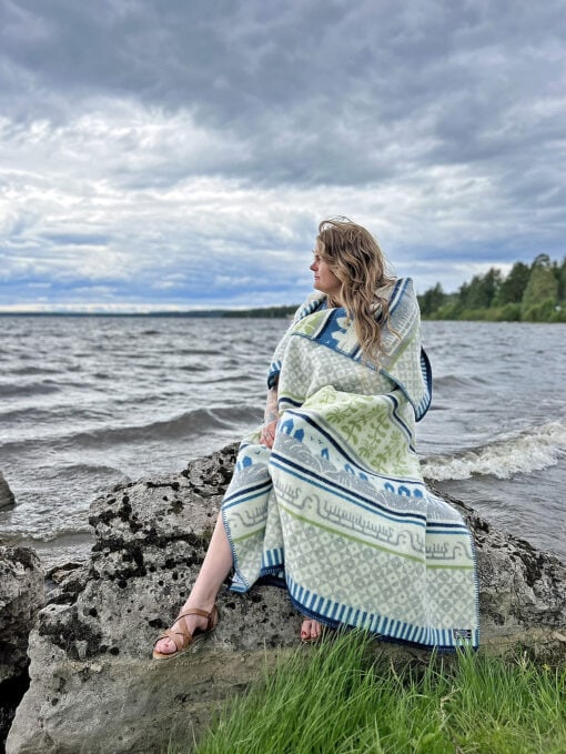 lamswollen plaid blauw groen grijs klippan bohus summer