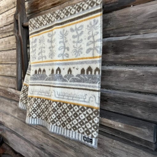 plaid okergeel bruin grijs lamswol klippan bohus autumn